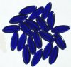 25 20x8mm Transparent Cobalt Long Flat Oval Beads